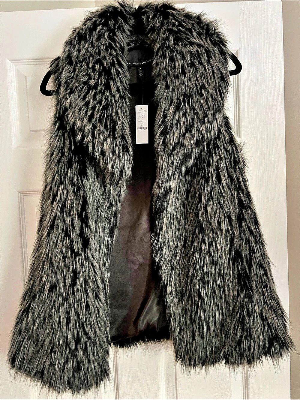 White House Black Market Faux Fur Vest Black Small